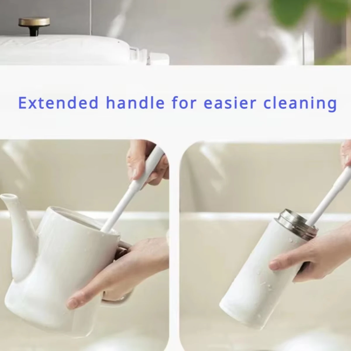 Reusable Bottle - แปรงซิลิโคนทำความสะอาดแบบอเนกประสงค์ หมุนได้ 360 องศา พับเก็บได้ ด้ามจับยาว