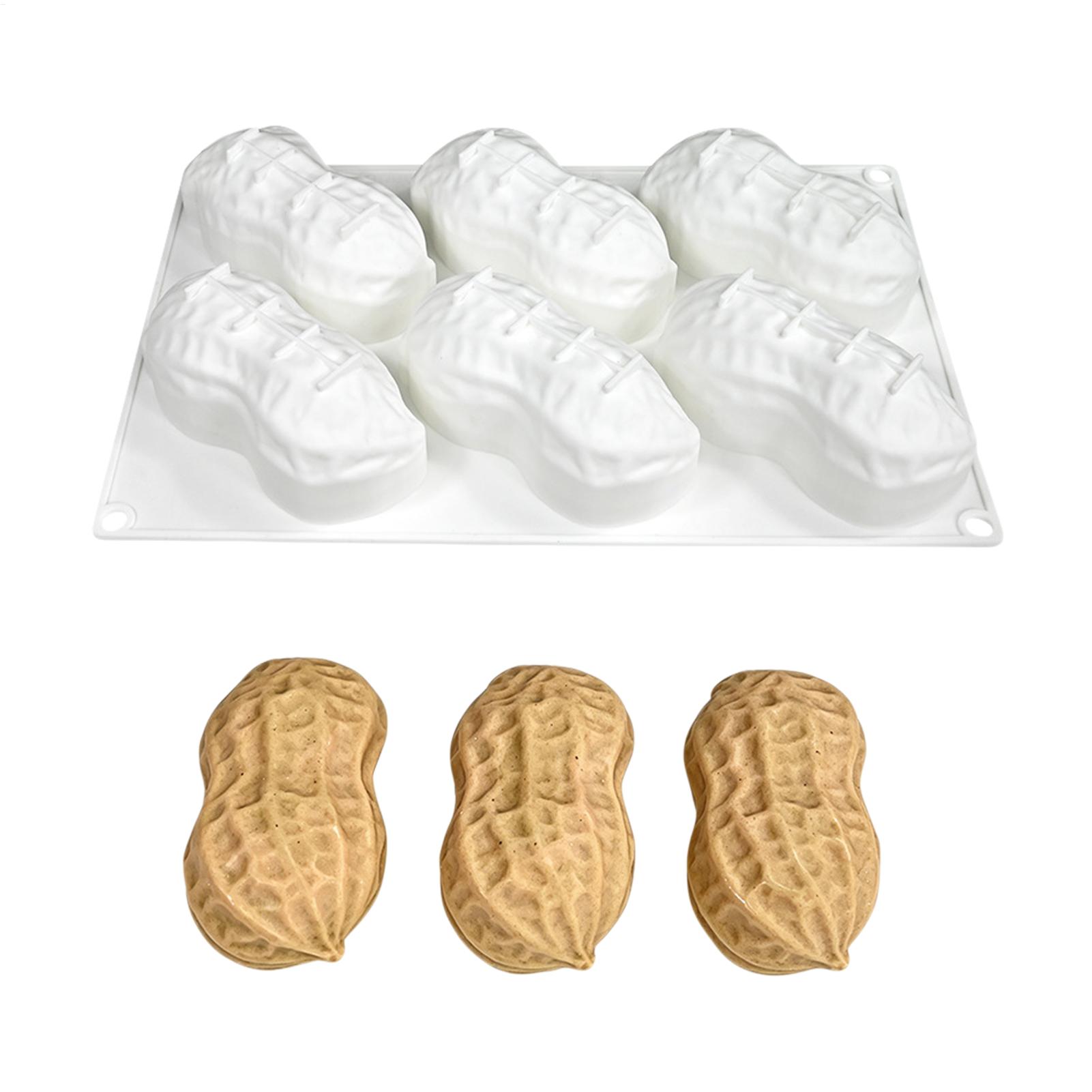 Eco Soap - แม่พิมพ์ซิลิโคนสำหรับทำเค้ก 6 ช่อง รูปถั่วลิสง 3 มิติ